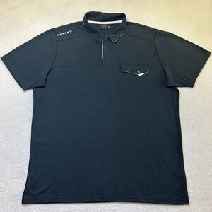 OAKLEY Shirt Men's Ellis Polo Golf Performance Y2K Cotton Blend Size XXL Black